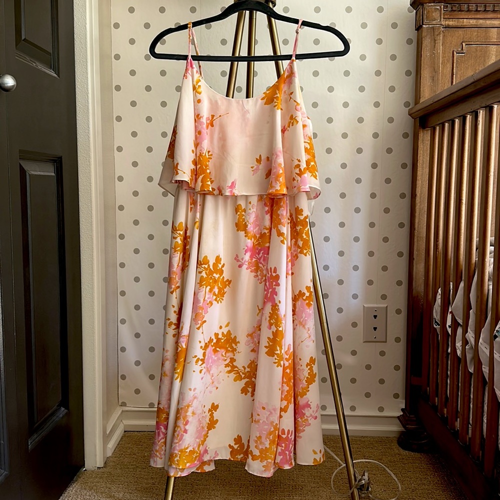 Paper crown (Anthropologie) size small adjustable midi floral dress